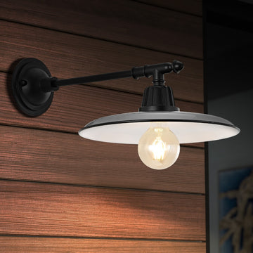 Bonner 12" Farmhouse Industrial Indoor/Outdoor Iron LED Victorian Arm Outdoor Sconce